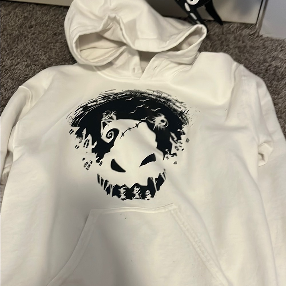 White Hoodie with Black Graphic